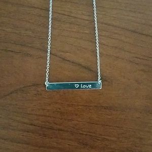 Silver plated necklace with bar pendant
